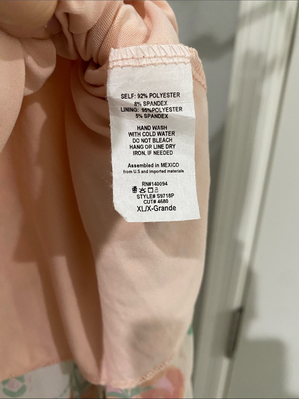 See You Monday Pink, Green & Cream Asymmetrical Midi Skirt 14-20” waist - Picture 5 of 8